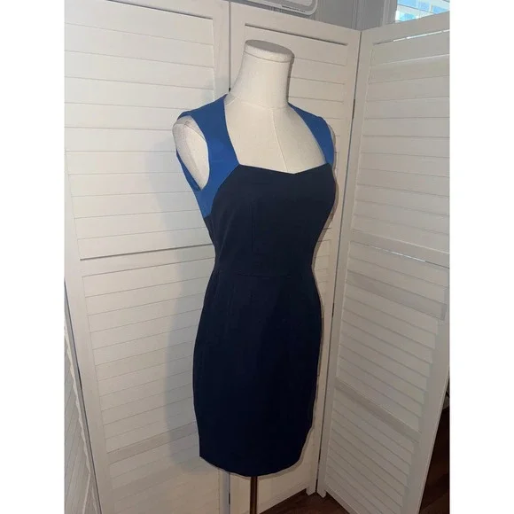 Banana Republic Petite Navy Blue Royal Blue Sheath Dress Size 6P - Picture 3 of 8